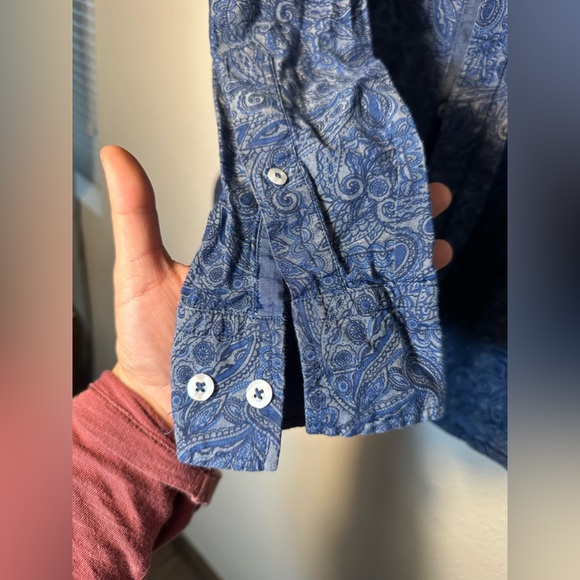 Cremiux premium denim classic button down formal shirt men size Large dark blue - Picture 5 of 6